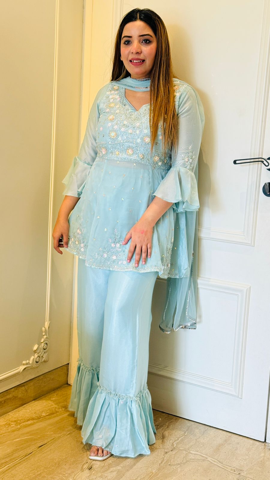 Elegant Georgette Peplum Set